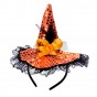 Шляпка на ободке Ведьмочки с кружевом (оранжевая)